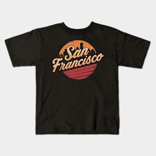 San Francisco City Vintage Retro Sunset Kids T-Shirt